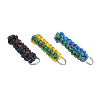 Sleutelhanger met ring, kort (neon) en sterk gevlochten, assorti