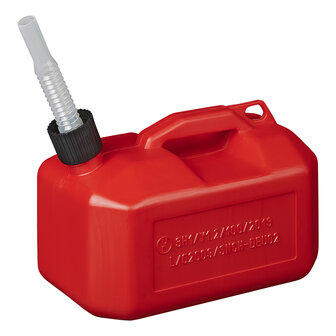 Jerrycan 5L kunststof rood UN-gekeurd (laag model)