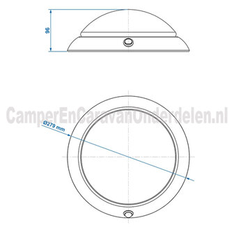 Plafonni&egrave;re / opbouwarmatuur 24-leds 12V 590lm &Oslash;280x85mm