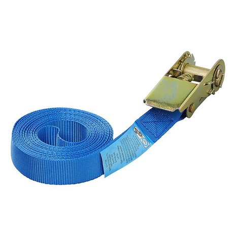 Spanband blauw met ratel 5 meter