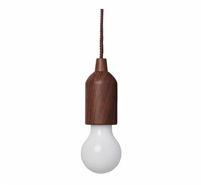 Retro lamp hout motief met koord 90cm