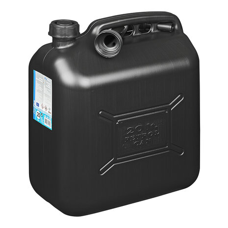 Jerrycan 20L kunststof zwart UN-gekeurd