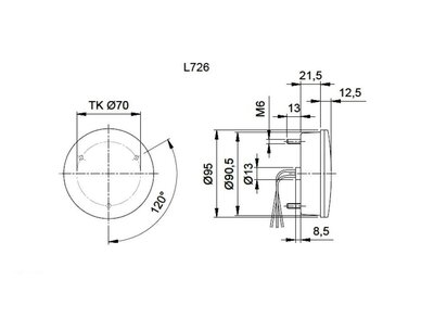 Knipper-achterlicht LED rond wit glas